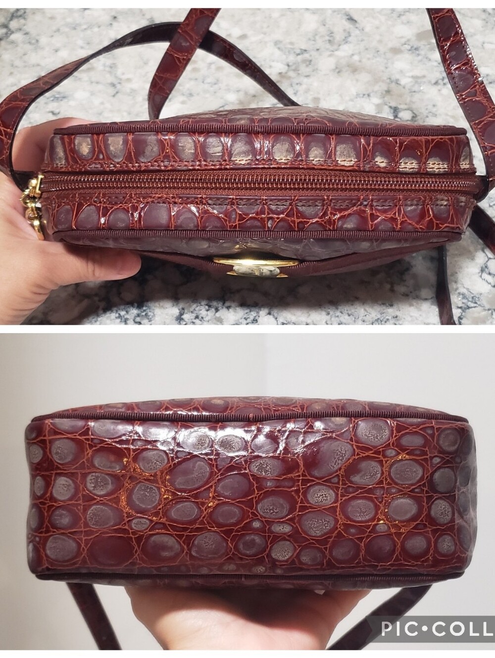 Salvatore Ferragamo Vara Croc Embossed Leather Crossbody Bag - Picture 6 of 11